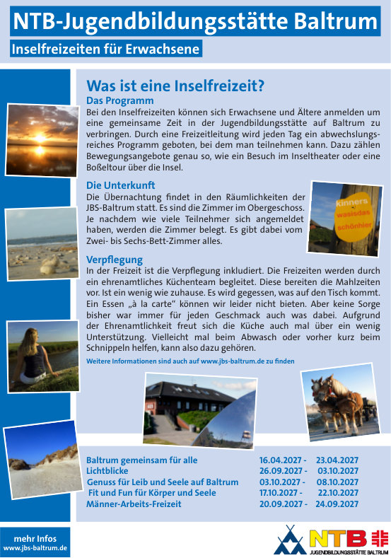 Terminübersicht Inselfreizeiten 2027